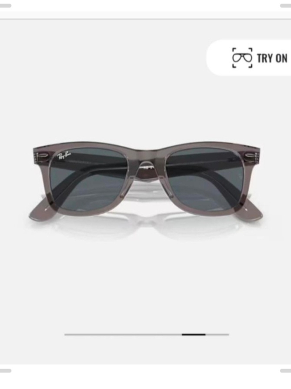 Ray-Ban Men’s Wayfarer Sunglasses in Transparent Blue-Gray with Dark Lenses